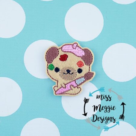 Artist painter Pug Dog feltie ITH Embroidery design file