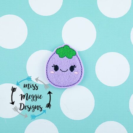 Kawaii Eggplant Vegetable  feltie ITH Embroidery design file