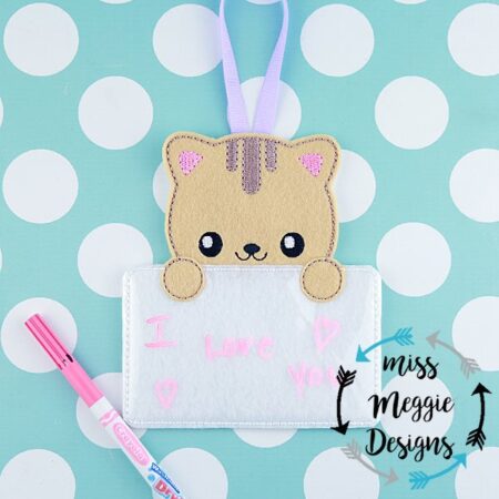 Kitty cat Drawing Board doorhanger ITH Embroidery design file