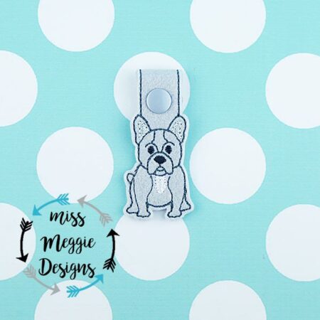 French Bull Dog snaptab ITH Embroidery design file