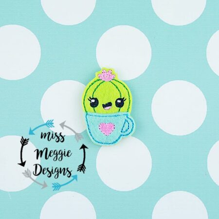 Cactus in a Cup feltie ITH Embroidery design file
