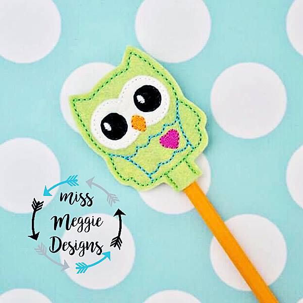 Cute Owl Pencil Topper Ith Embroidery Design File Miss Meggie Designs