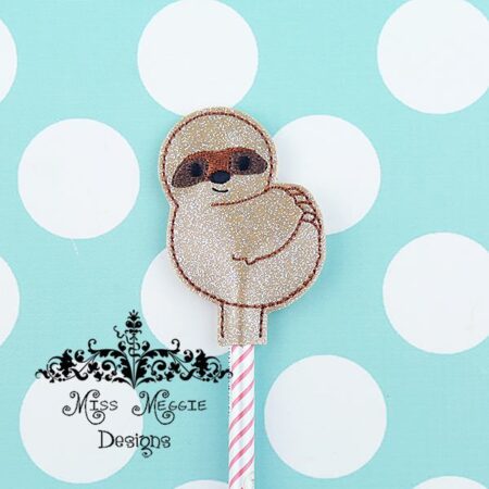 Zoo Sloth Pencil Topper ITH Embroidery design file