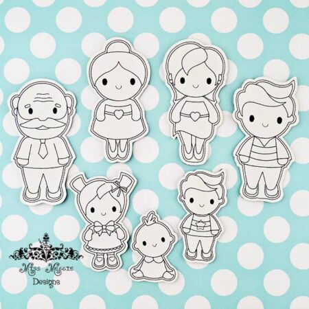 Family coloring doll set ITH Embroidery design file