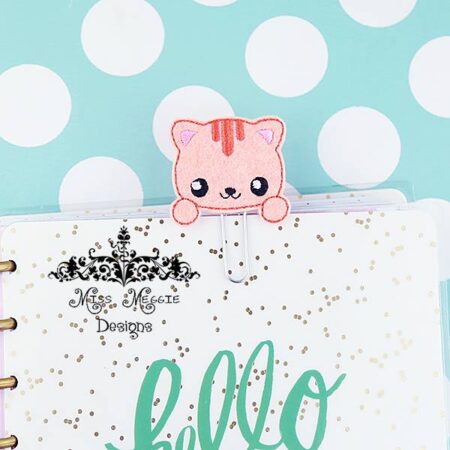 Peeking Kitty cat feltie ITH Embroidery design file