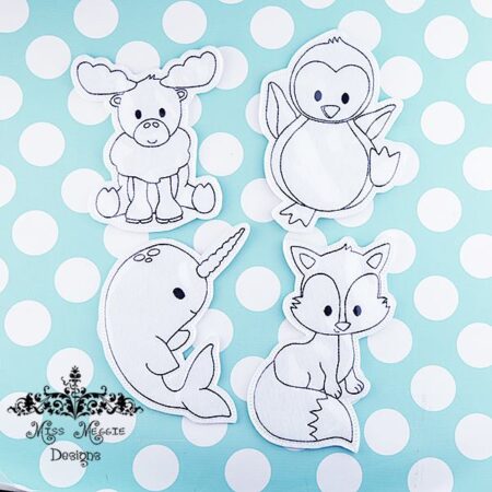 Arctic animals coloring doll set ITH Embroidery design file