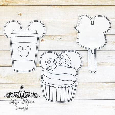 Coloring doll Flat Mouse food set 2 ITH Embroidery design file