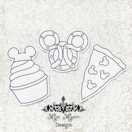 Coloring doll Flat Mouse food set 1 ITH Embroidery design file