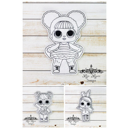 Coloring doll Flat Doll LOL set  ITH Embroidery design file