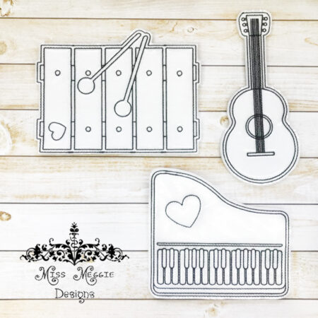Coloring doll Flat Instrument set  ITH Embroidery design file