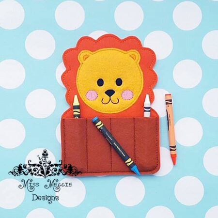 Lion Zoo crayon holder ITH Embroidery design