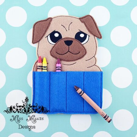 Cute Pug Dog crayon holder ITH Embroidery design