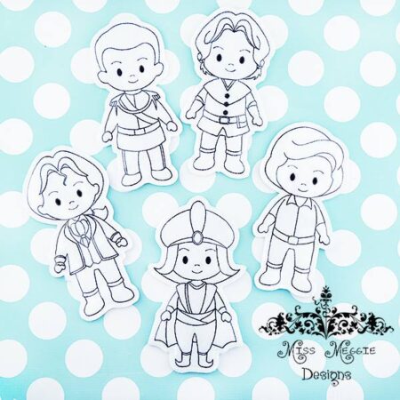 Prince Coloring Dolls Set Redwork set ITH Embroidery design