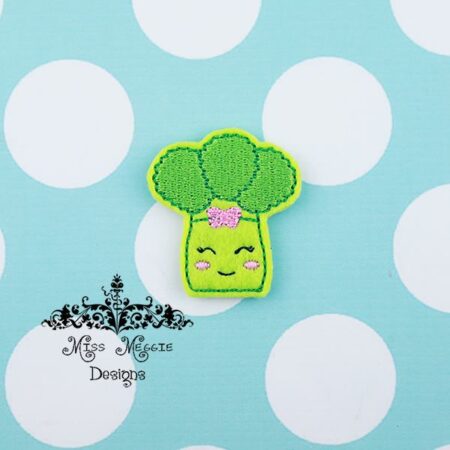 Veggie Broccoli Girl feltie ITH Embroidery design file