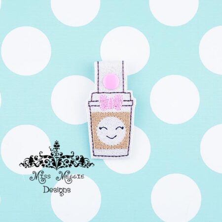 Cappuccino Girl Bow Keyfob snaptab ITH Embroidery design