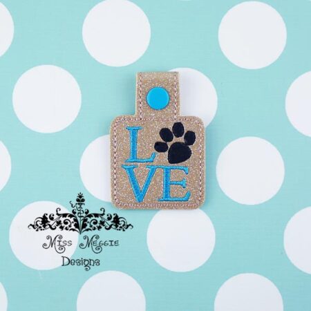 Pet Love Paw  snaptab ITH Embroidery design file