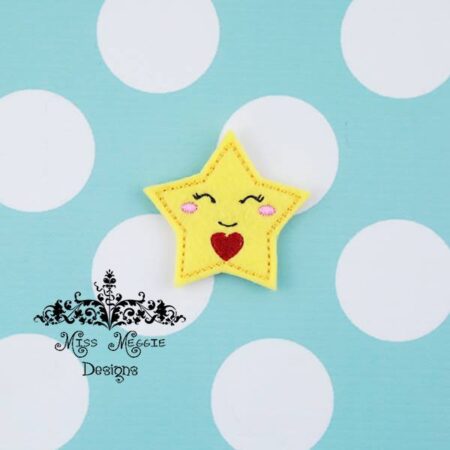 Kawaii Star Love feltie ITH Embroidery design file