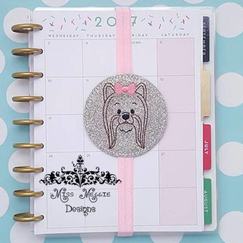 Girl Yorkie Redwork Bookmark ITH Embroidery design file | Miss Meggie ...