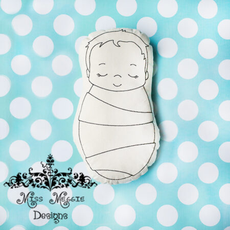 Doodle coloring doll stuffie Swaddled Baby Embroidery file