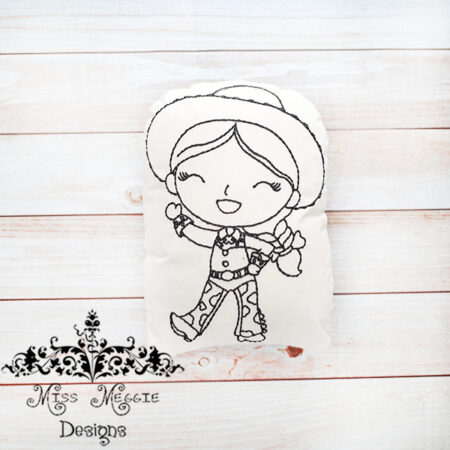 Doodle coloring doll stuffie Toy Jess cowgirl Embroidery file