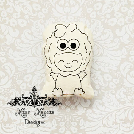 Doodle doll coloring stuffie Sesame Bird ITH Embroidery file