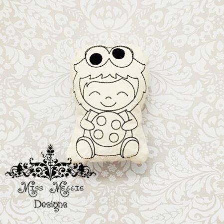 Doodle coloring stuffie Sesame Cookie boy ITH Embroidery file