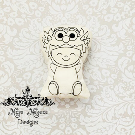 Doodle doll coloring stuffie Sesame Girl ITH Embroidery file