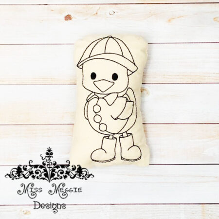 Doodle coloring doll Ducky in Raincoat Embroidery file