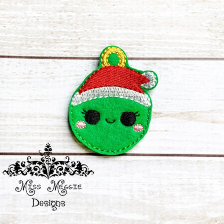 Christmas Ball Ornament santa Hat feltie ITH Embroidery design
