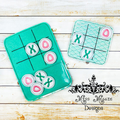 Tic Tac Toe plain set 4x4&5x7 w/pocket ITH Embroidery design TTT | Miss ...