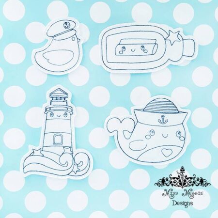 By the Sea coloring doll set ITH Embroidery design file