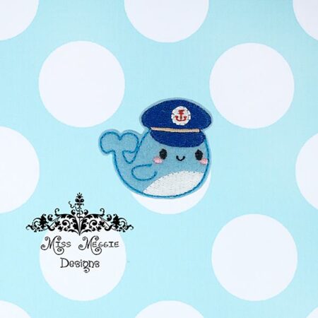 Captain Whale Sea Ocean feltie ITH Embroidery design