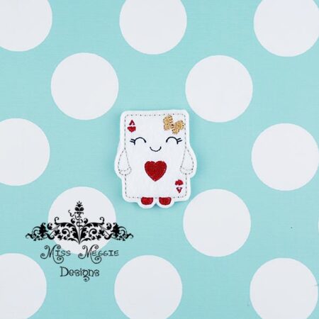 Ace of hearts playing card feltie ITH Embroidery design