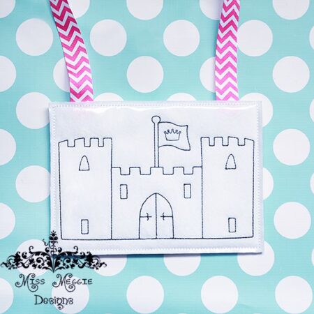 Castle Princess 6x10 Coloring Tote ITH Embroidery design
