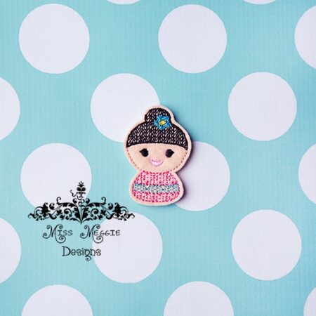 Kawaii China Doll 2 feltie ITH Embroidery design