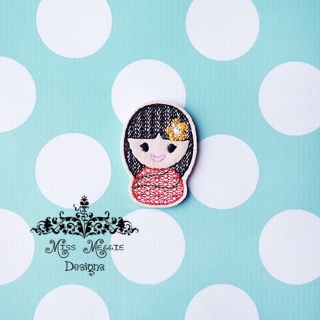 Kawaii China Doll 3 feltie ITH Embroidery design