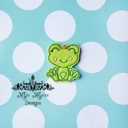 Froggie Frog Prince crown feltie ITH Embroidery design