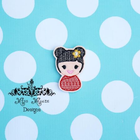 Kawaii China Doll feltie ITH Embroidery design