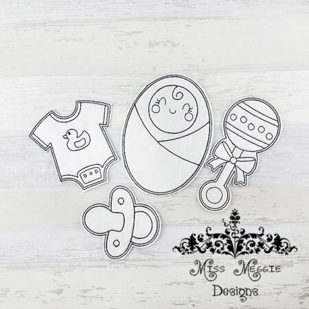 New Baby Shower coloring doll ITH embroidery design file