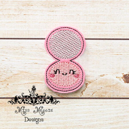 Kawaii compact makeup feltie ITH embroidery design file