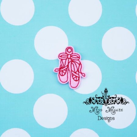 Ballet Slippers Feltie Charm ITH Embroidery design file