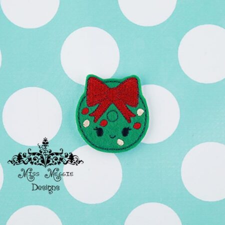 Kawaii Christmas Wreath feltie ITH Embroidery design file
