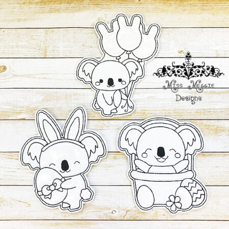Coloring flat doll set Koala Easter/Spring ITH Embroidery design