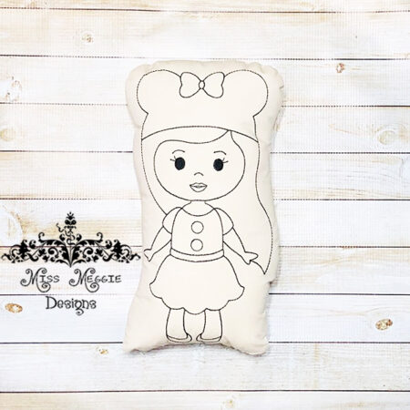 Doodle coloring doll stuffie Mouse girl Embroidery file