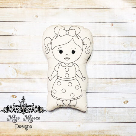 Doodle coloring doll stuffie baby mouse girl Embroidery file