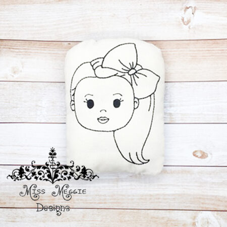 Doodle coloring stuffed doll Jo Bow ITH Embroidery design file