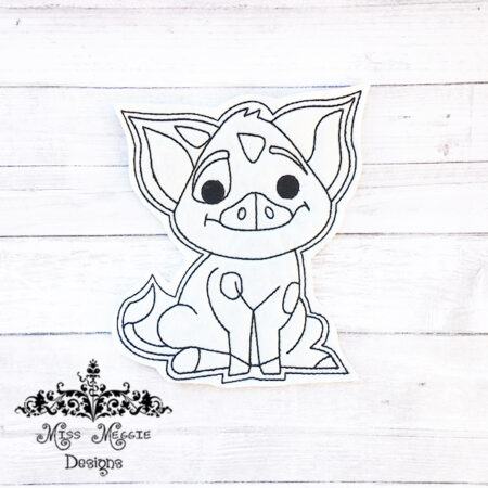 Coloring flat doll piggy ITH Embroidery design file