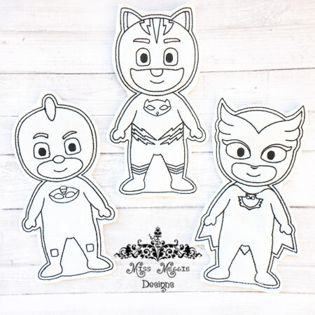 Coloring flat doll set PJ set ITH Embroidery design file