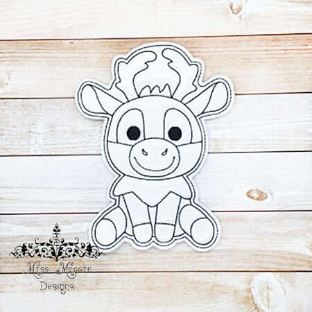 Coloring flat doll Frozen Reindeer ITH Embroidery design file