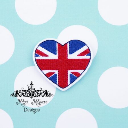 UK Flag Heart feltie ITH Embroidery design file